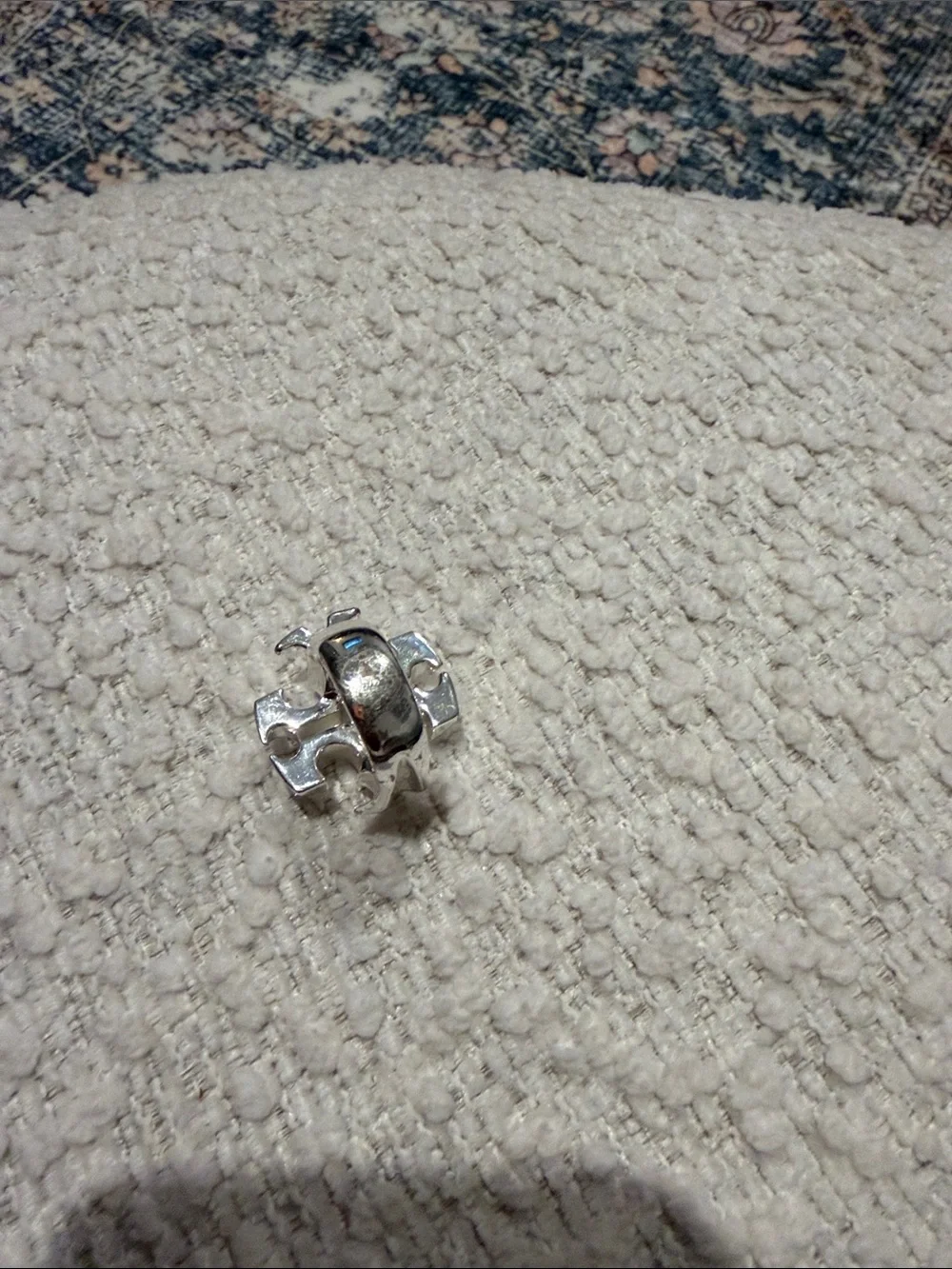 Tory Burch Domed Logo Ring in Silver, size 7